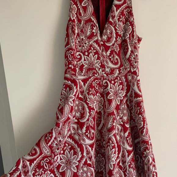 Red Paisley Skater Dress, Sun Dress - Picture 2 of 2